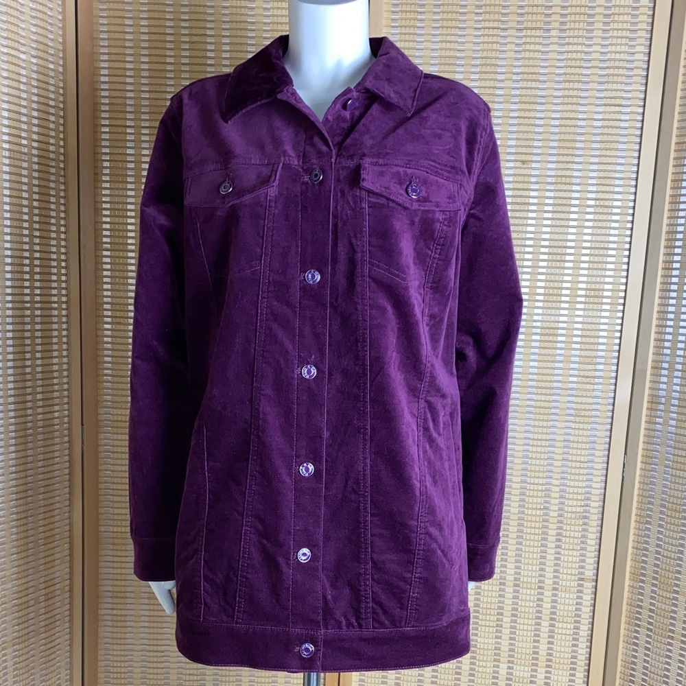 Denim & Co. Stretch Velveteen Jacket Deep Wine Size Medium